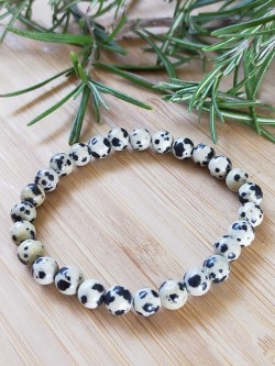 Bracelet Jaspe dalmatien 6 mm