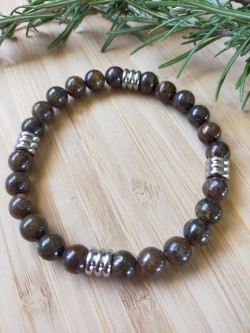 Bracelet Bronzite 8 mm & Acier