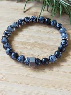 Bracelet Obsidienne neige &...