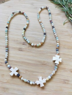 Collier Amazonite & croix...