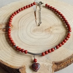 Collier en Jaspe rouge &...